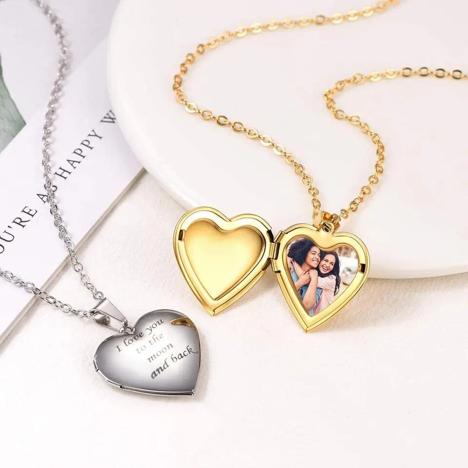 Heart Photo Locket Necklace