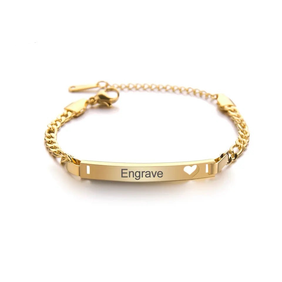 Regular hollow heart Bar Figaro Chain Bracelet