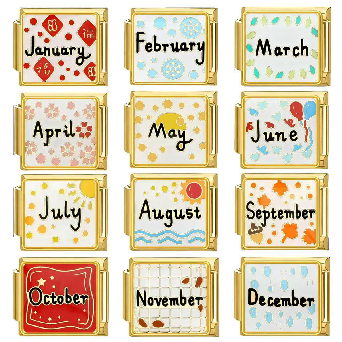 Colorful Birthmonth Modular Link charms