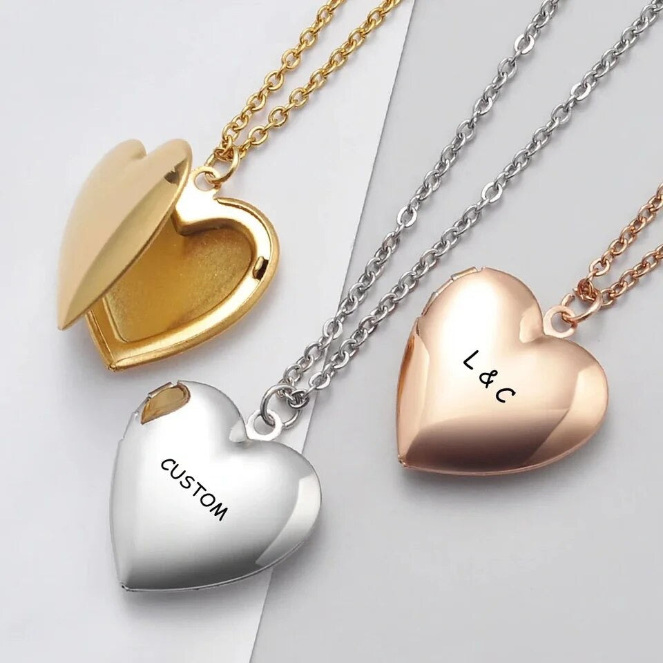 Heart Photo Locket Necklace