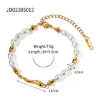 Pearl & Molten Gold Bar Bracelet