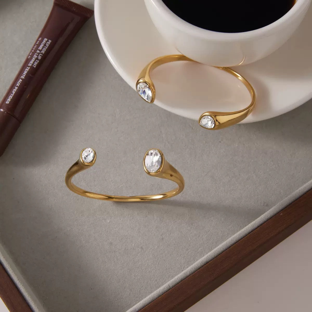 The Luminary Crystal Open Cuff Bangle