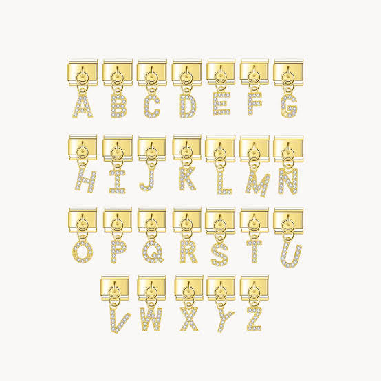 Italian Modular Dangling CZ Letter Charm