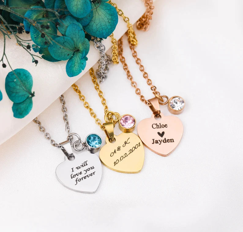 Forever in my heart birthstone mini pendant