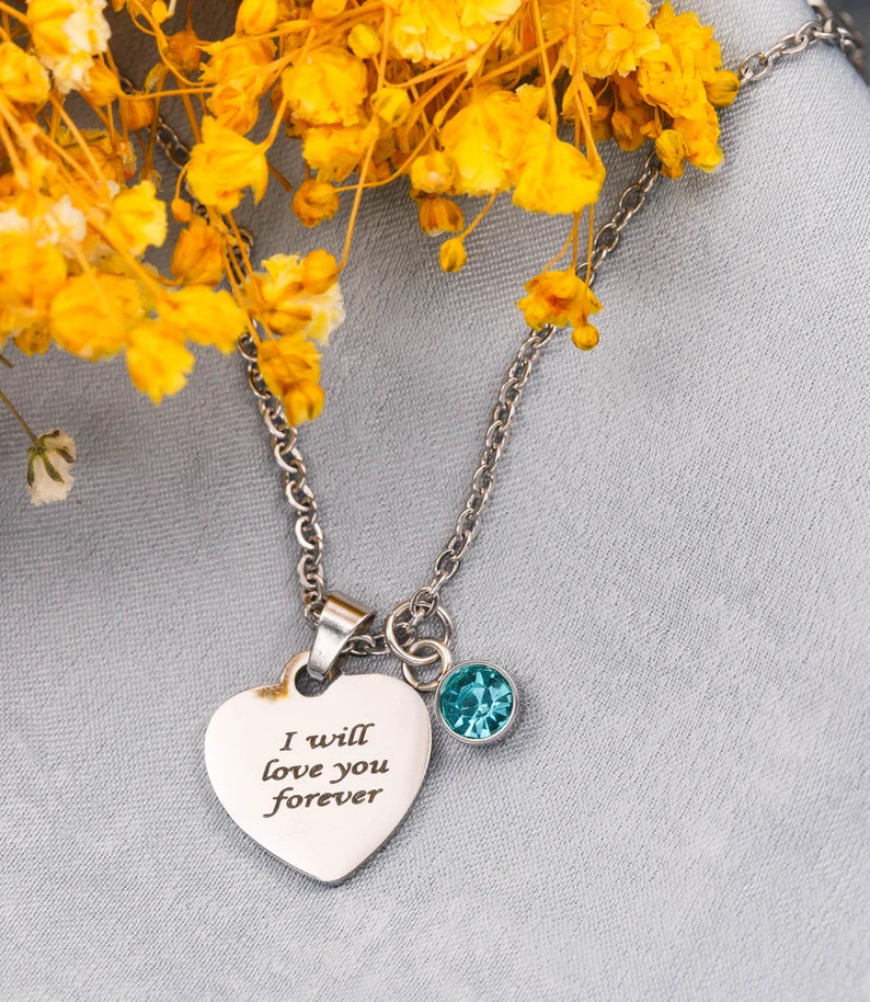 Forever in my heart birthstone mini pendant