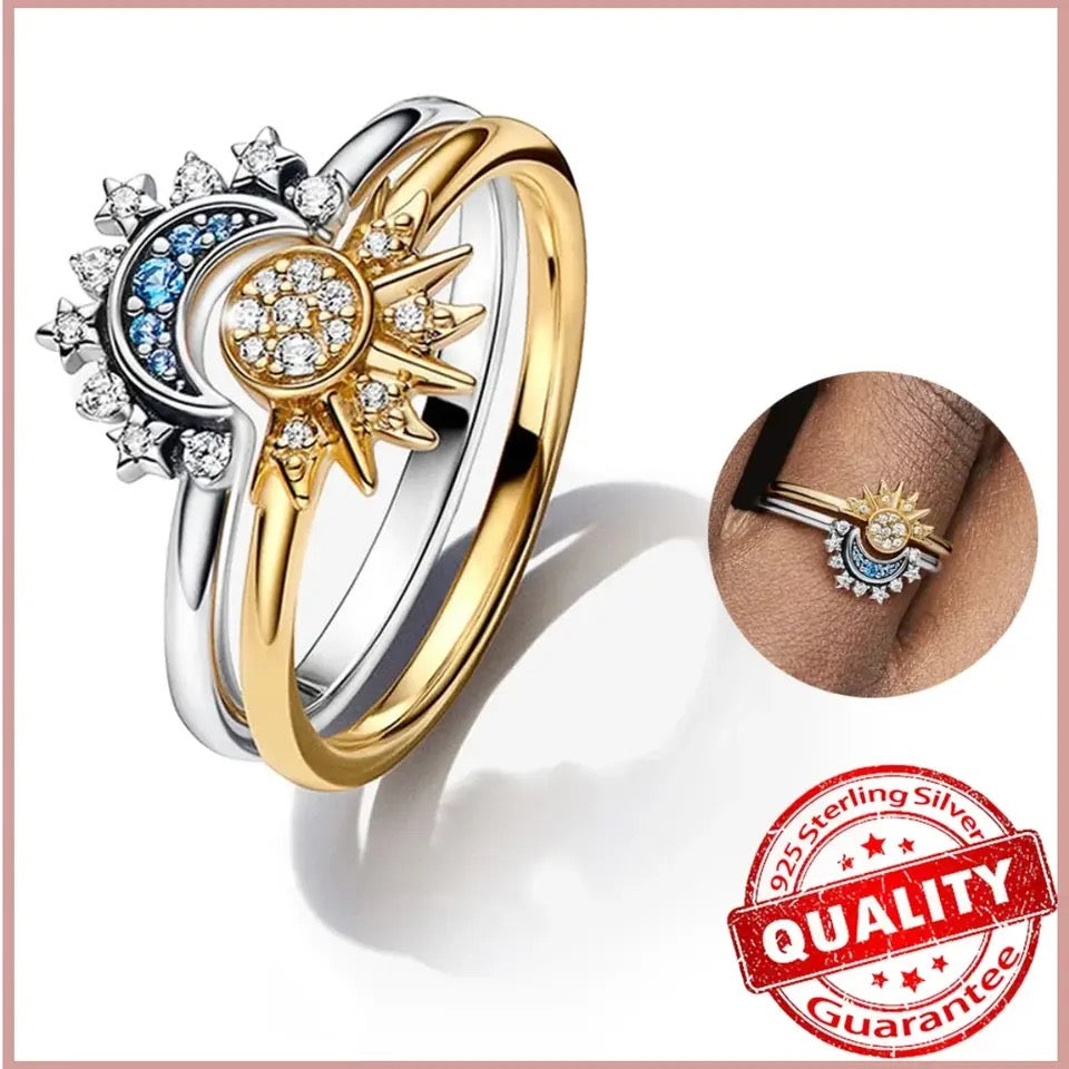 Celestial Sun & Moon Open Ring