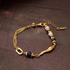 The Lapis & Pearl Mixed-Element Chain Bracelet