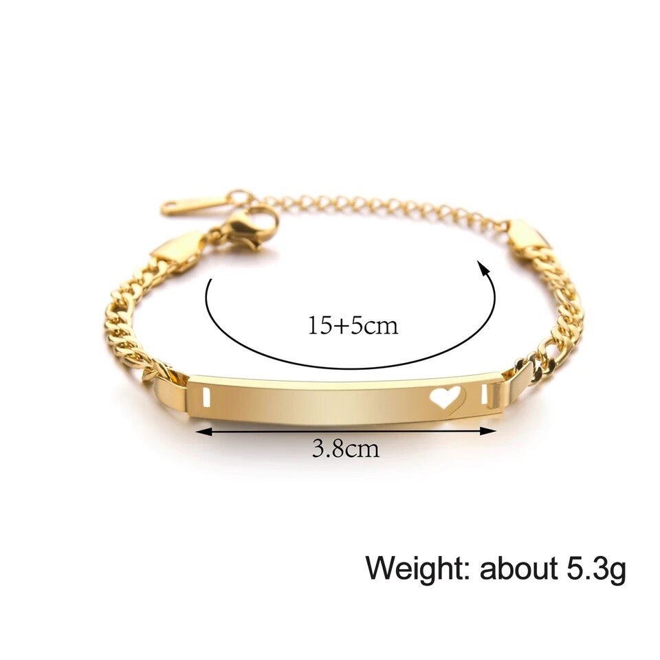 Regular hollow heart Bar Figaro Chain Bracelet