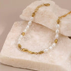 Pearl & Molten Gold Bar Bracelet