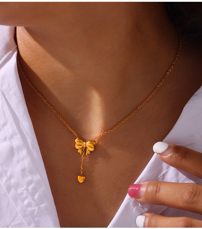 Bow Drop Necklace