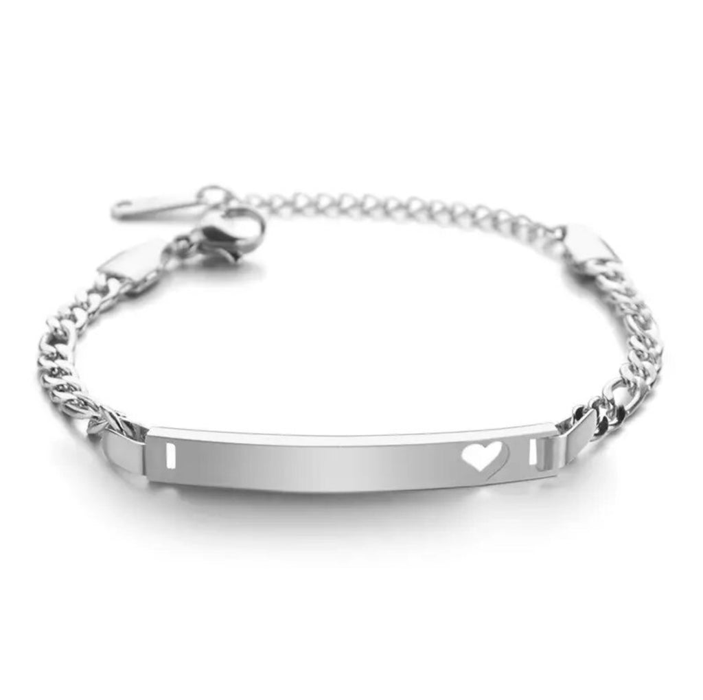 Regular hollow heart Bar Figaro Chain Bracelet