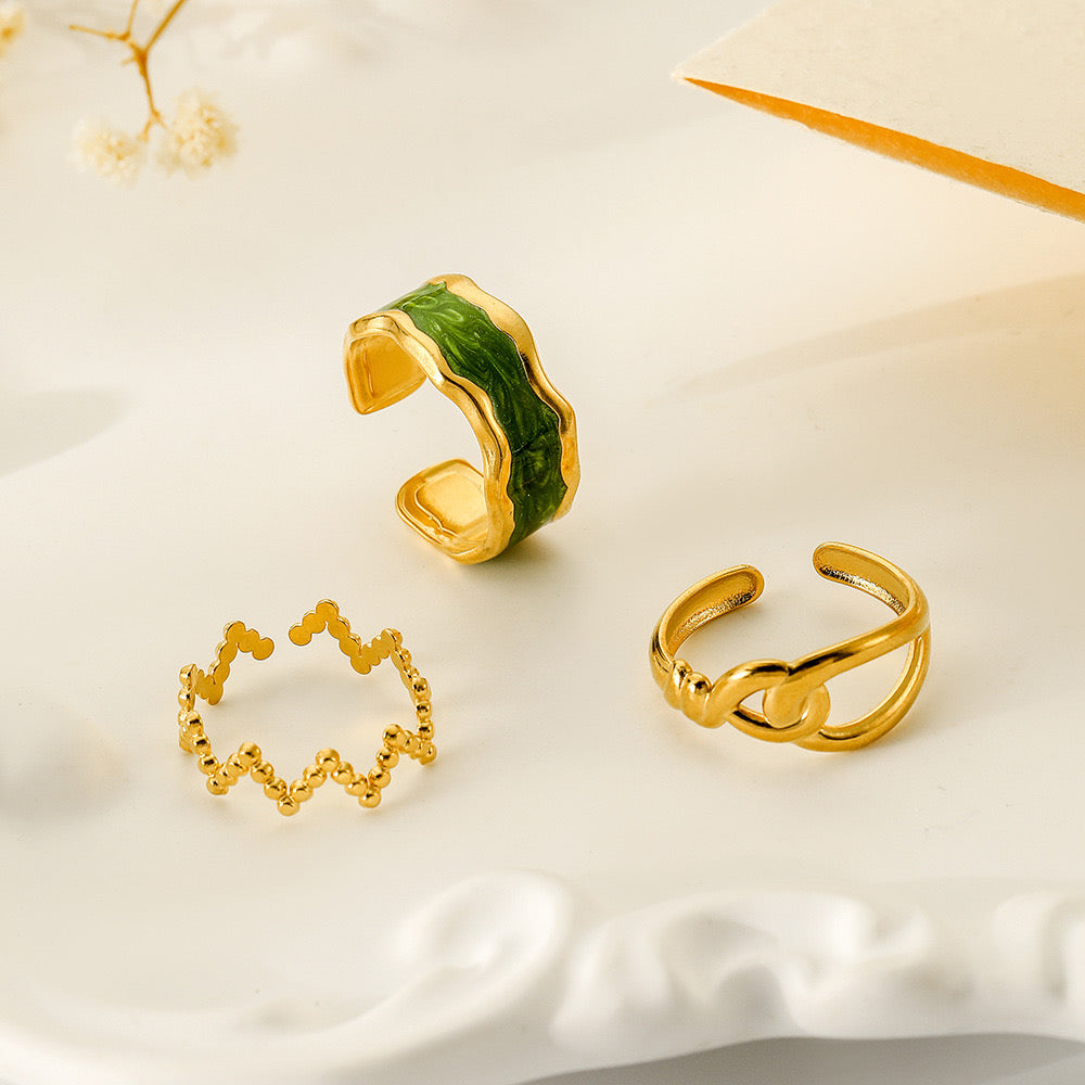 Emerald Glazed Knuckle Rings