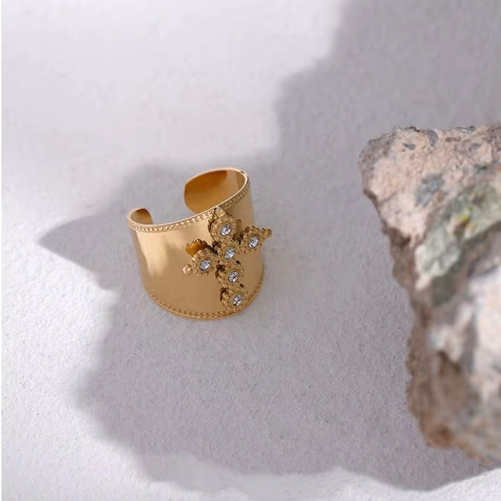 Bold Cross Open Ring