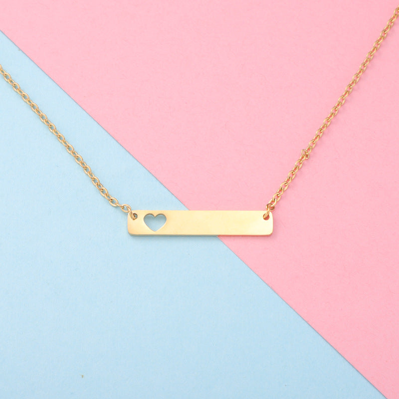Hollow Heart Bar Necklace