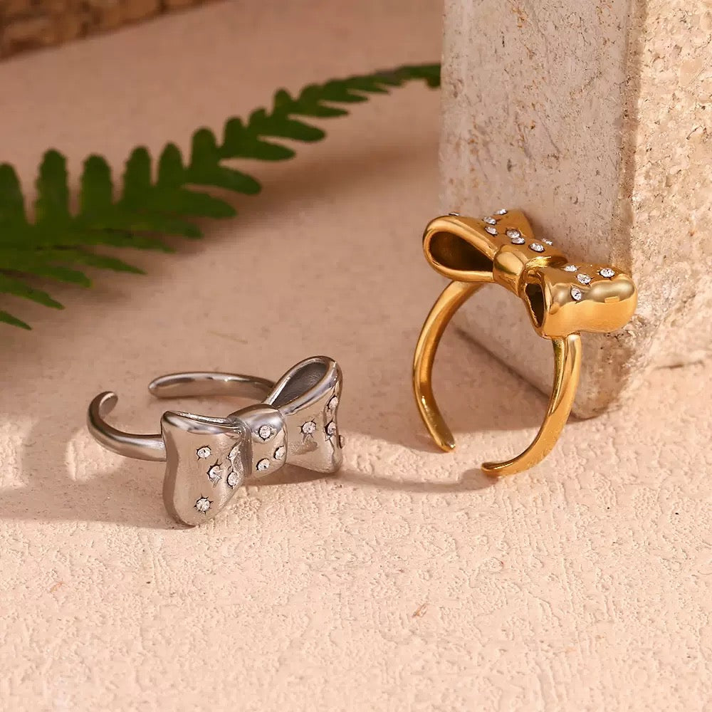 Bold Bow CZ Open Ring