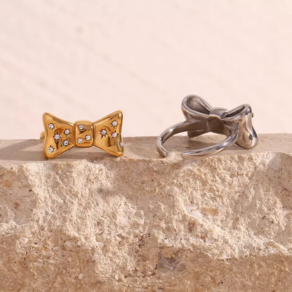 Bold Bow CZ Open Ring