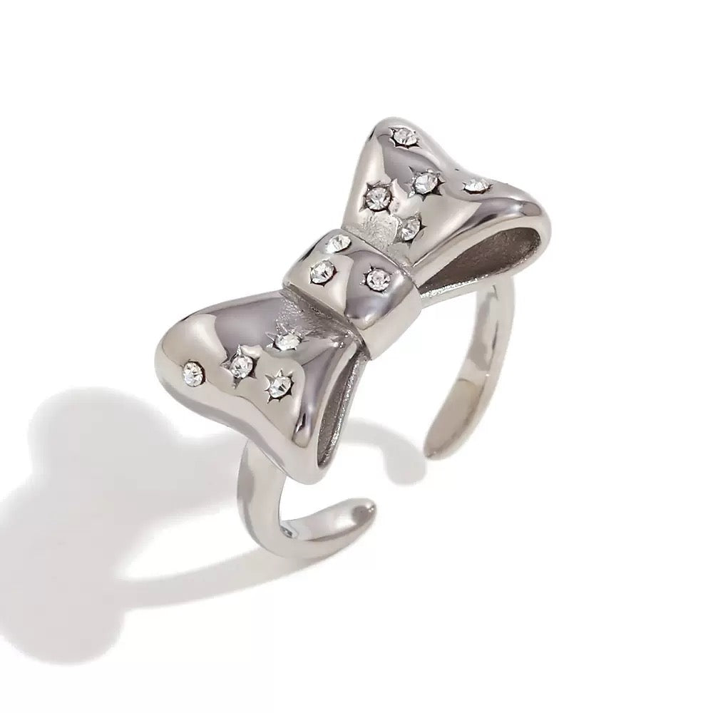 Bold Bow CZ Open Ring
