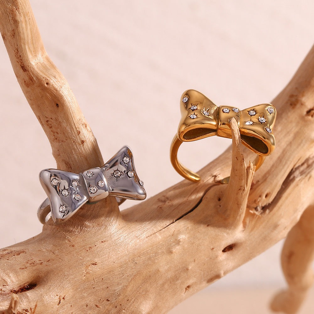 Bold Bow CZ Open Ring