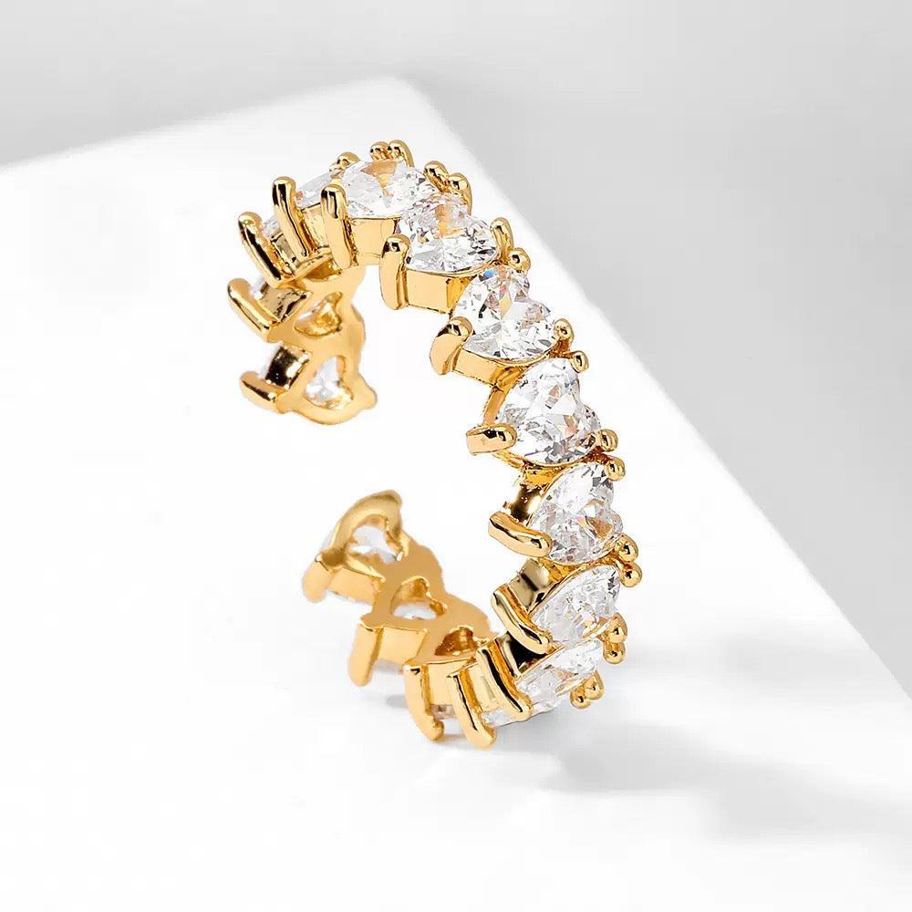 Heart Cocktail CZ Open Ring