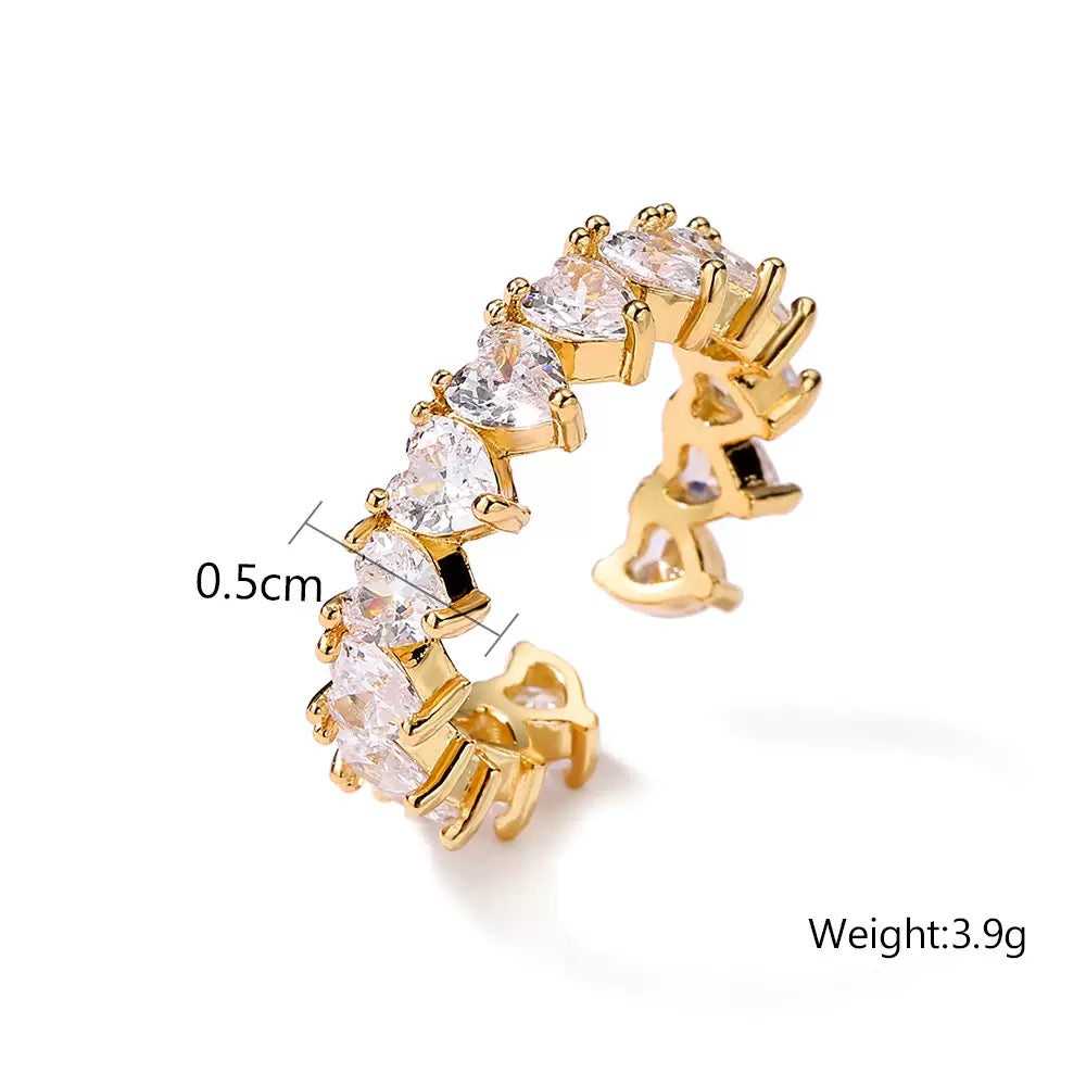 Heart Cocktail CZ Open Ring