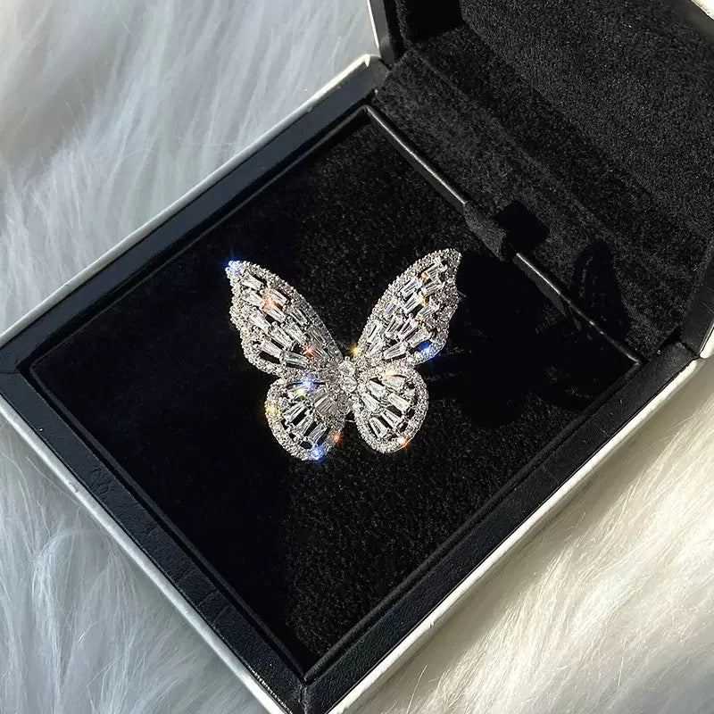 Bold Butterfly CZ Open Ring