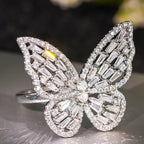 Bold Butterfly CZ Open Ring
