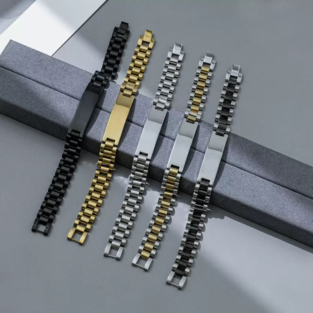 The President Strap Engraved Bracelet (15mm)