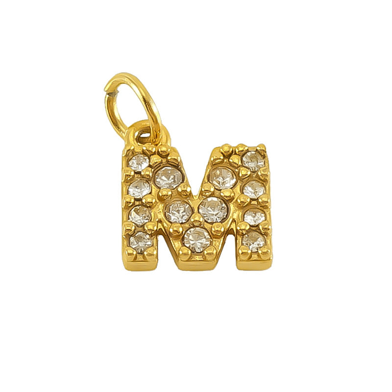 Micro pave CZ Letter Charms