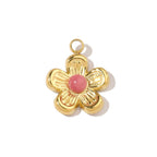 Pink Natural Stone Daisy Charm