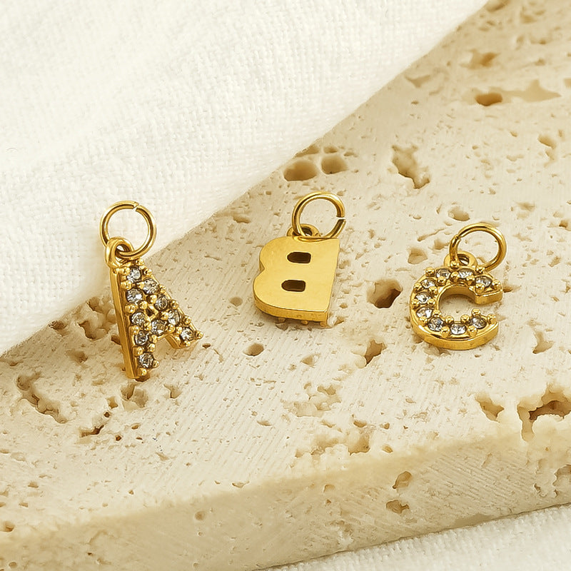 Micro pave CZ Letter Charms