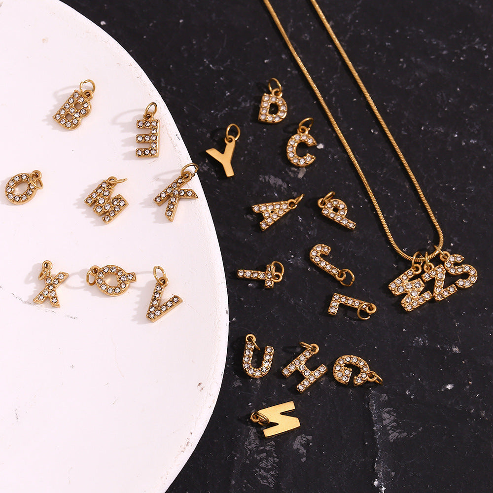 Micro pave CZ Letter Charms