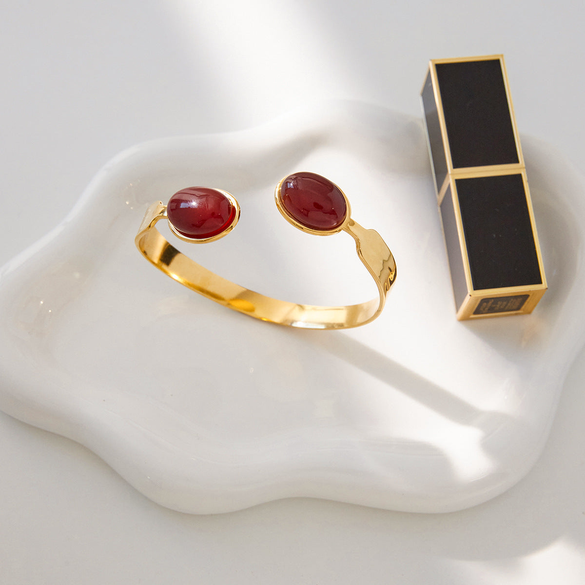 The Crimson Ember Gemstone Cuff