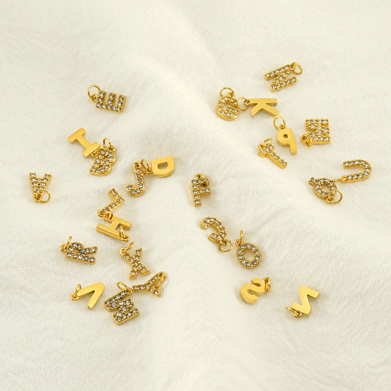 Micro pave CZ Letter Charms