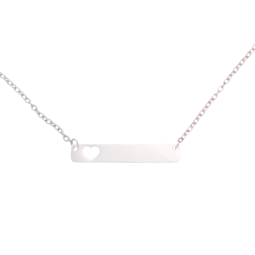 Hollow Heart Bar Necklace