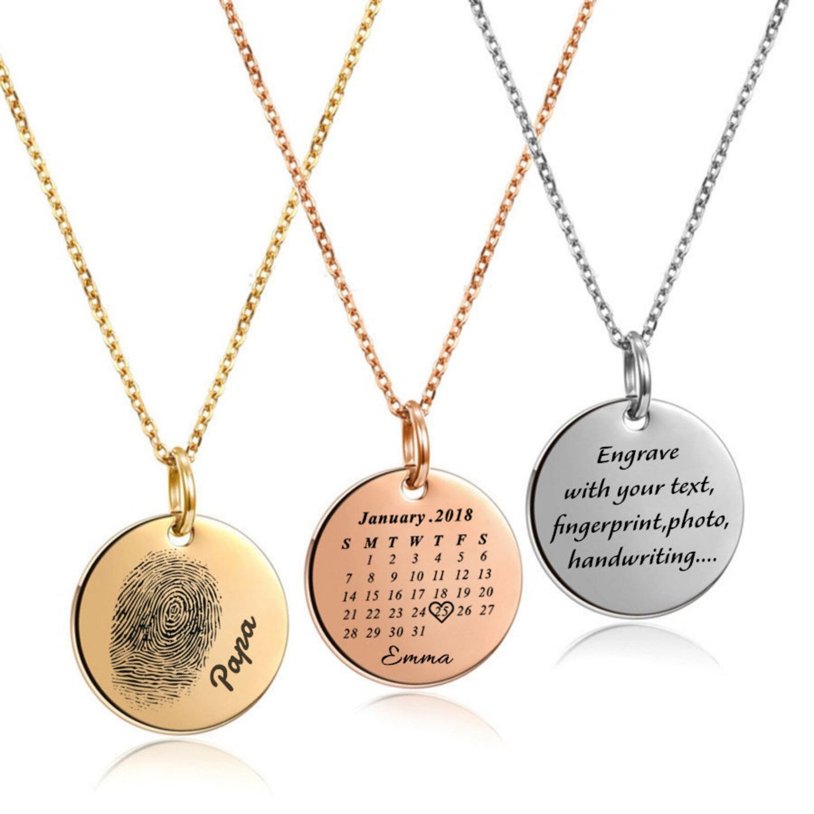Personalised Round Disc Pendant