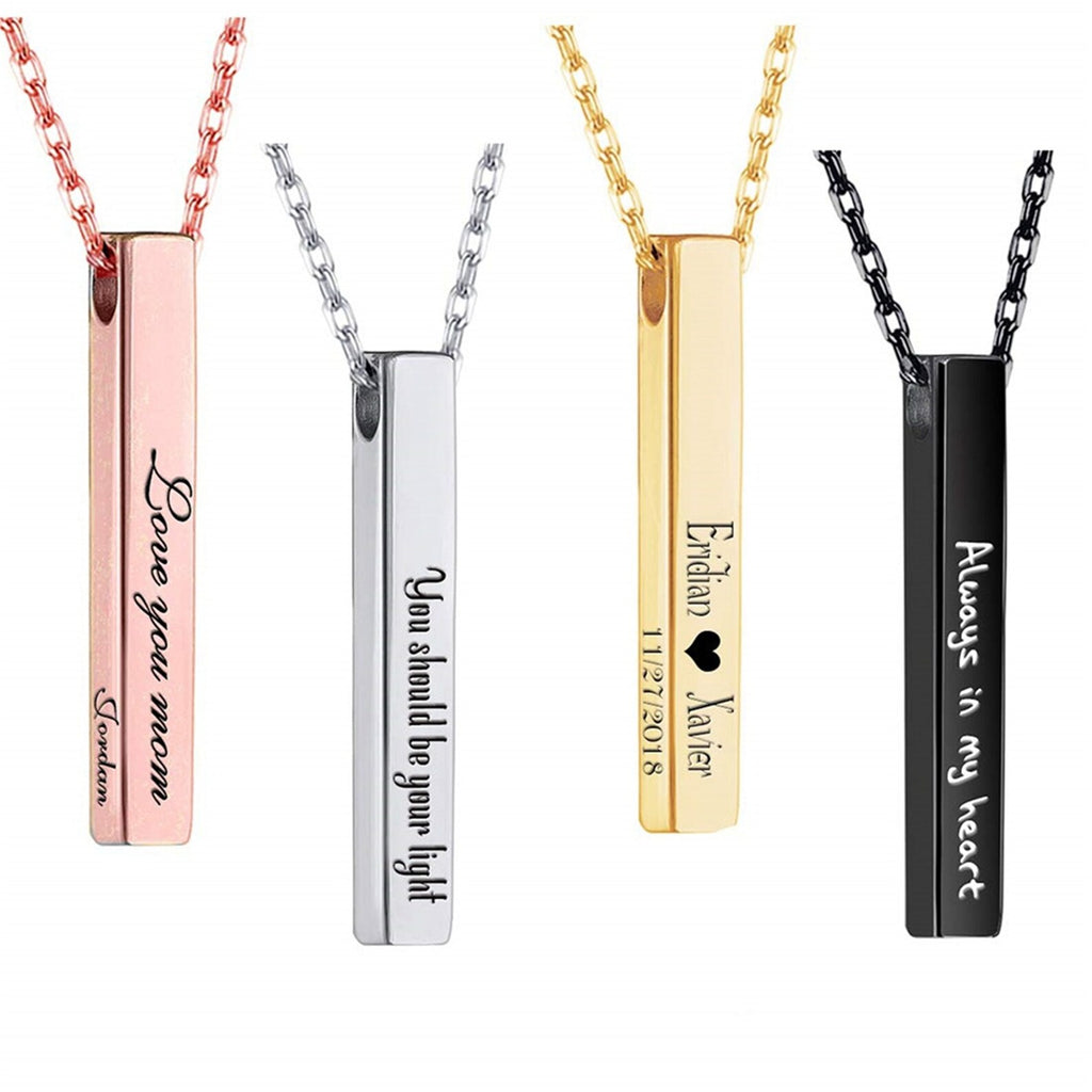 Ginny 3d Engraving bar necklace