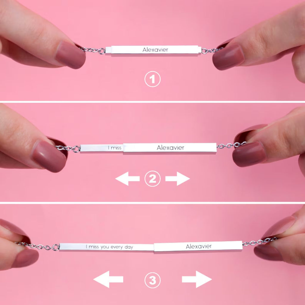 Personalized Secret Message Bar Slider Necklace