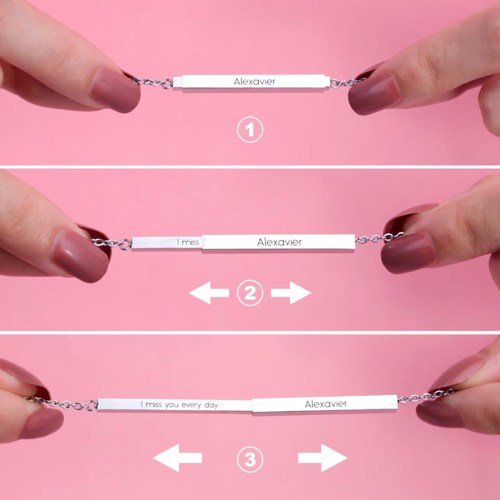 Personalized Secret Message Bar Slider Necklace