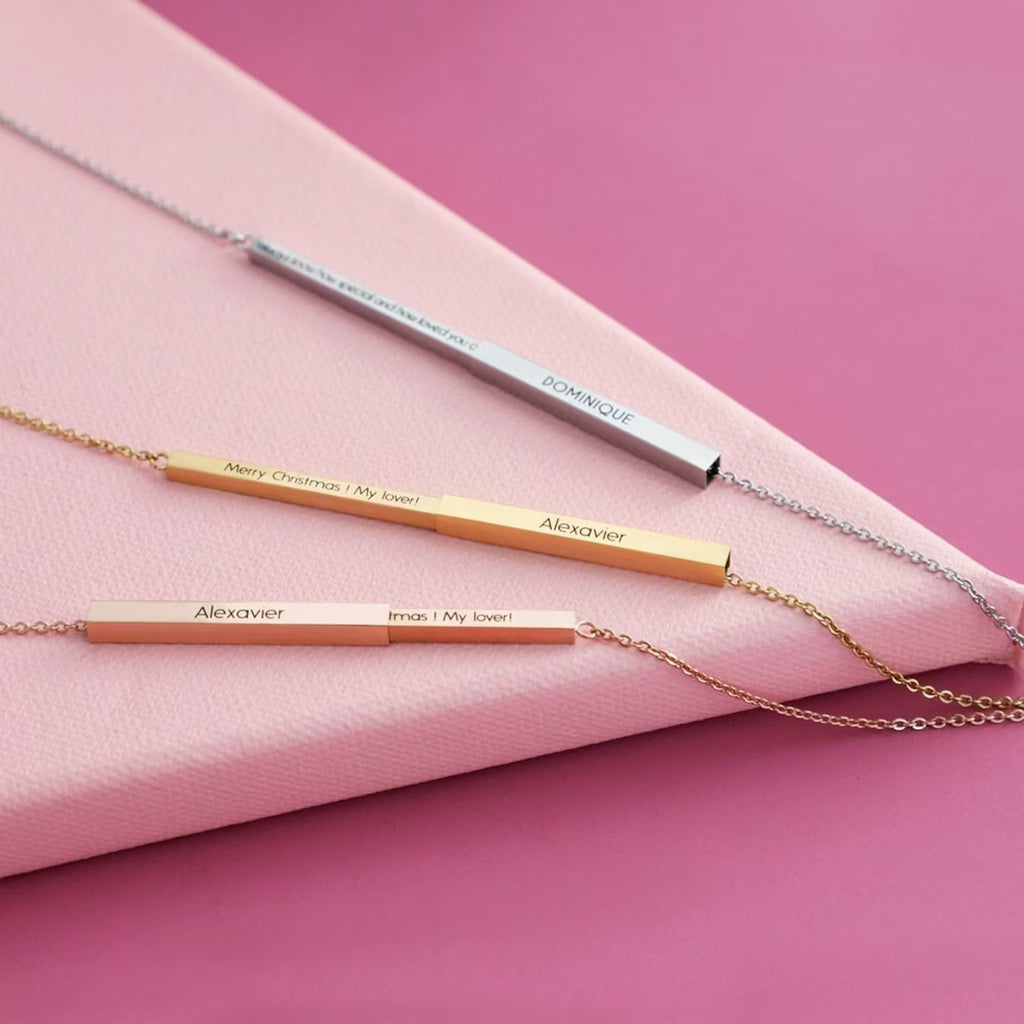 Personalized Secret Message Bar Slider Necklace