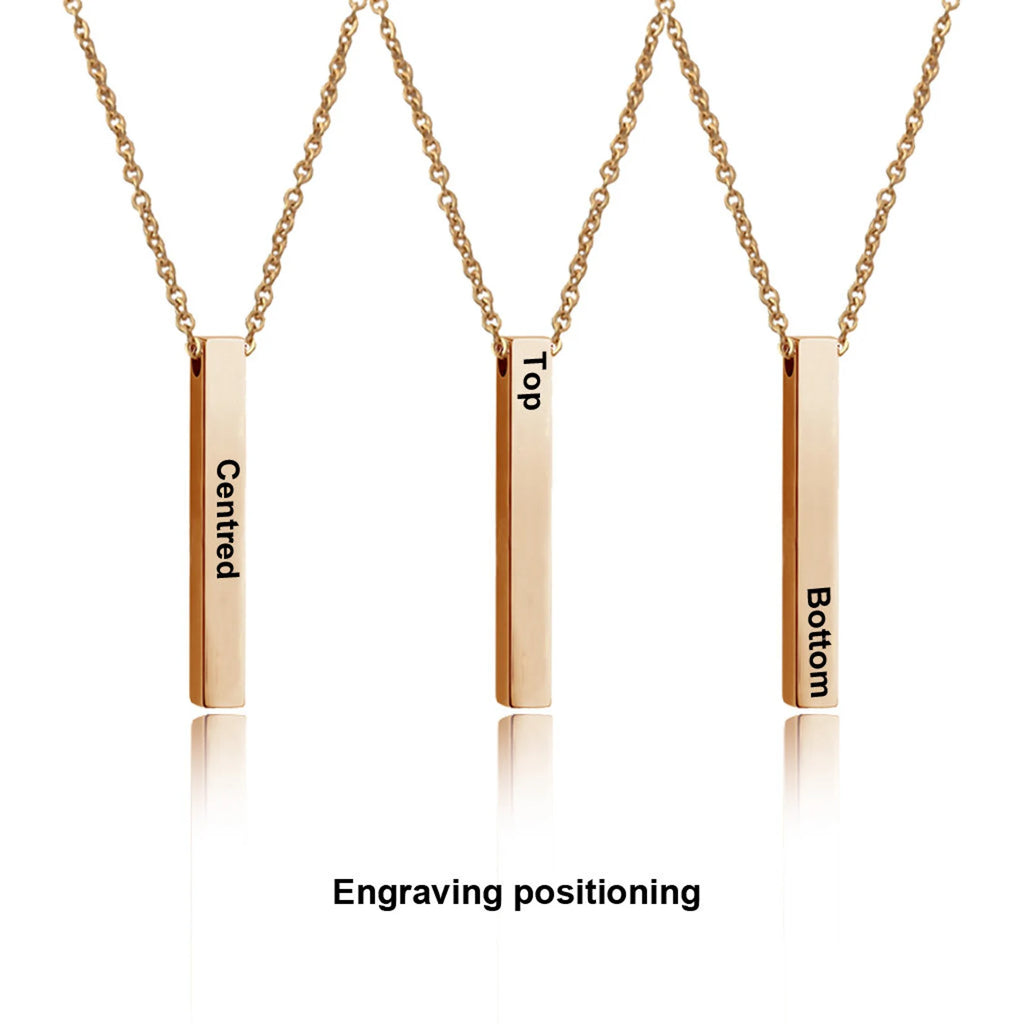 Ginny 3d Engraving bar necklace
