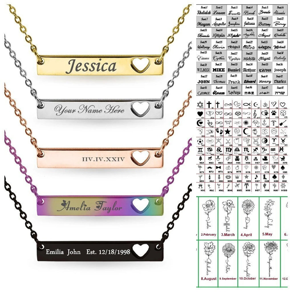 Hollow Heart Bar Necklace