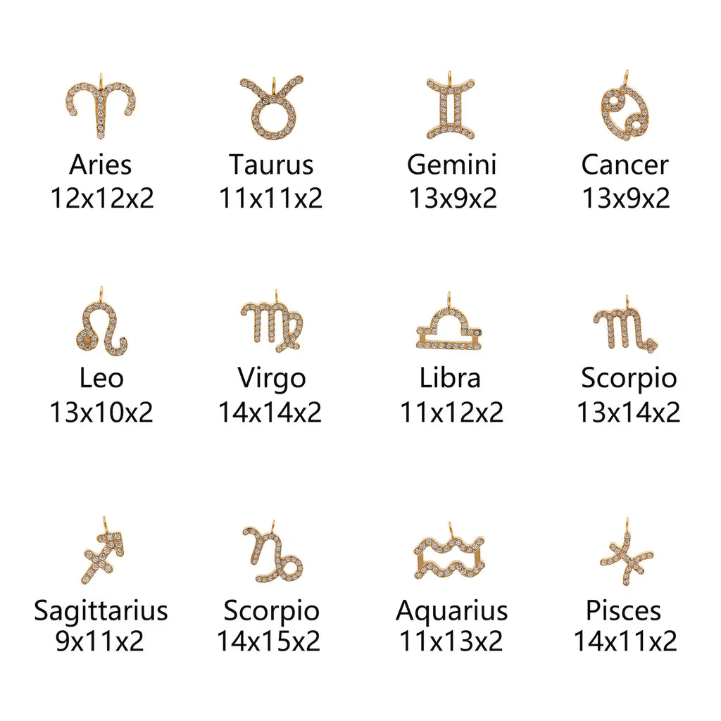 Micro pave CZ Zodiac Charms