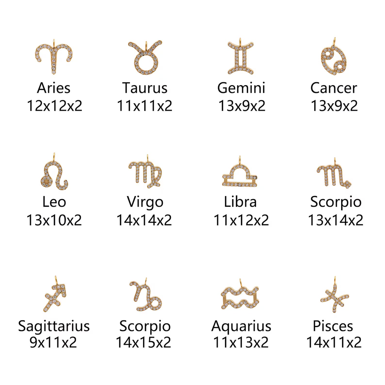 Micro pave CZ Zodiac Charms
