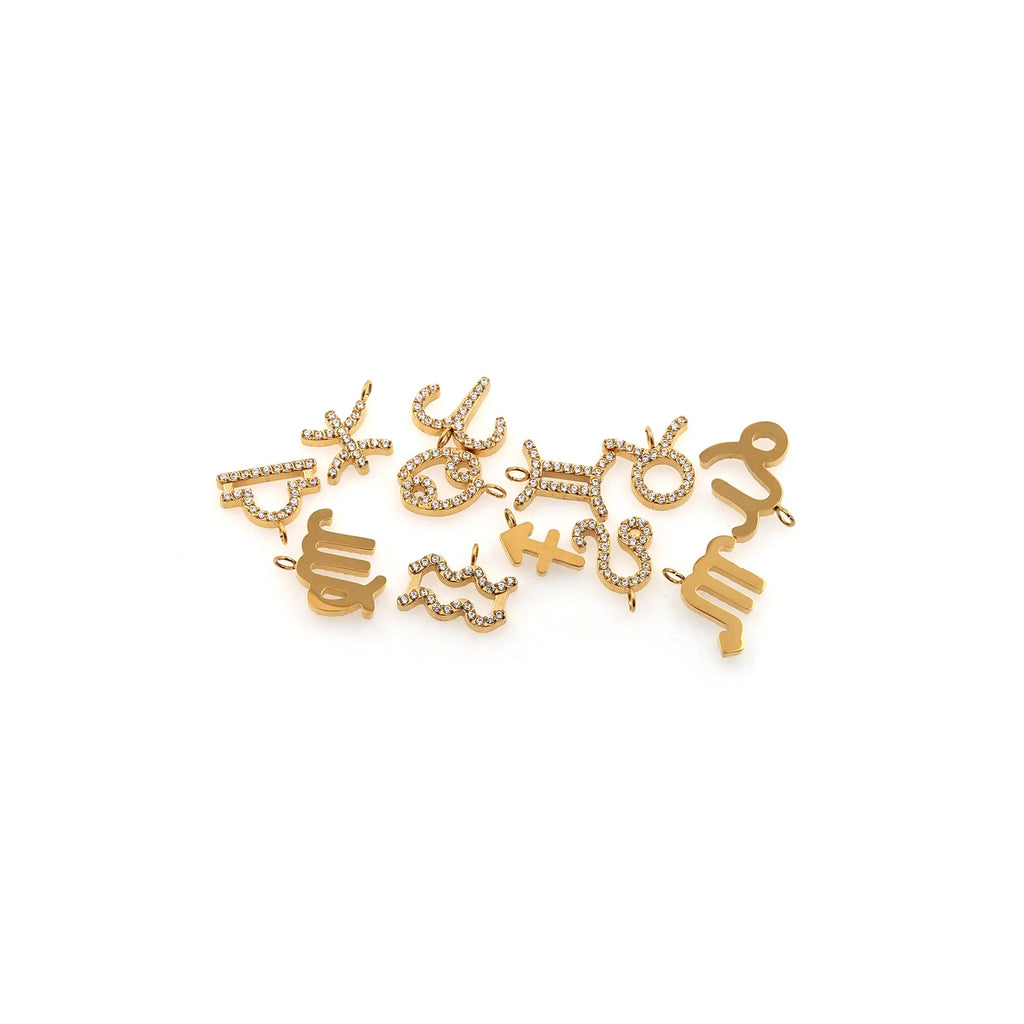 Micro pave CZ Zodiac Charms