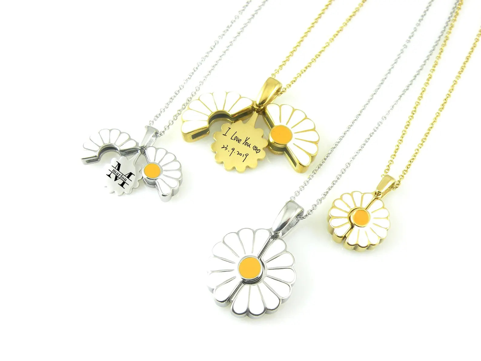 Daisy Pendant with a Hidden Plate