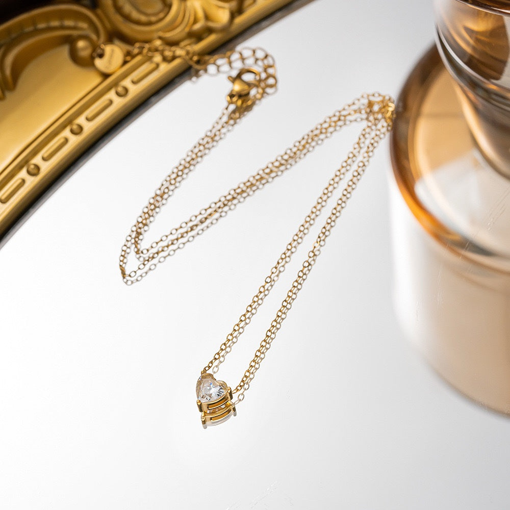 Dainty Heart CZ Necklace