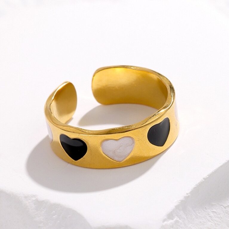 Hearts Enamel Open Ring