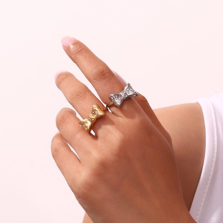 Bold Bow CZ Open Ring